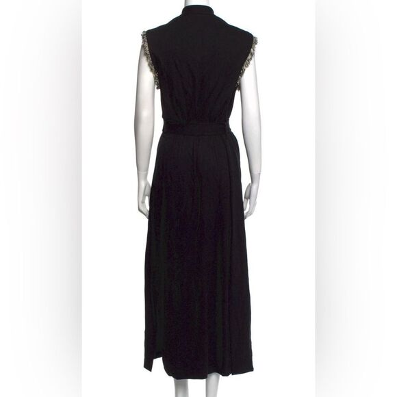 Elegant Black Sleeveless Dress with Fringe Detail - Picture 3 of 3
